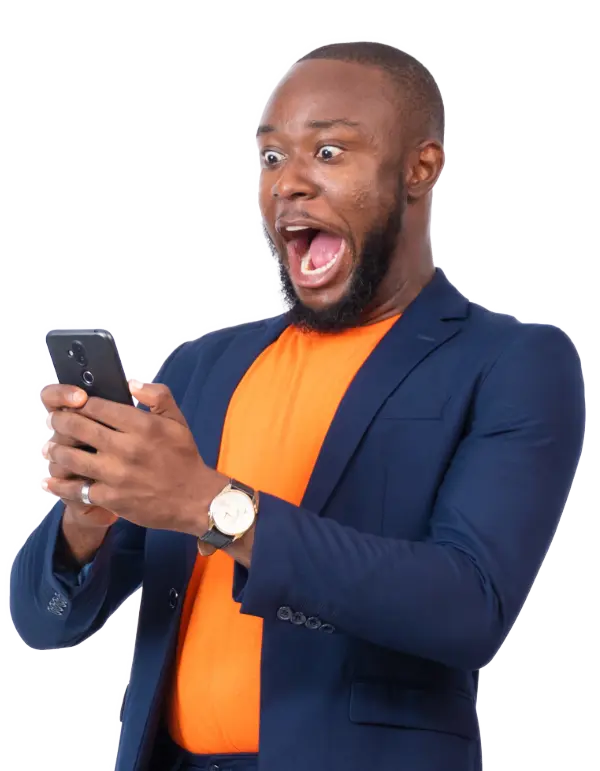 Man celebrating a great deal